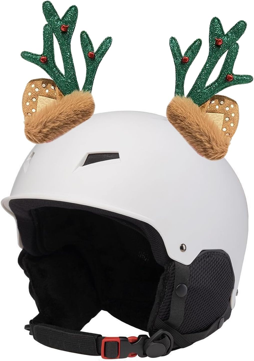 1 Pair Christmas Antler Motocycle Helmet Decor with Sticker Plush Fuzzy Cute Deer Ear Ski Helmet Accessory Decoration image number 3