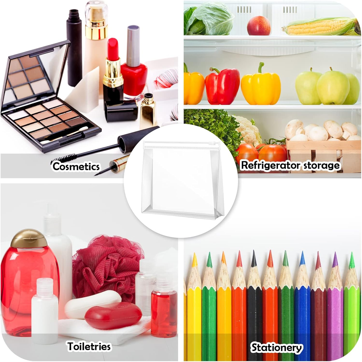 50 Pieces Mini Clear Makeup Bag Organizer Pouches Small PVC Transparent Waterproof Makeup Bag Plastic Cosmetic Organizer Bag with Zipper for Women Men Travel Vacation (Transparent,5.9 X 5.1 X 1.45 In) image number 6