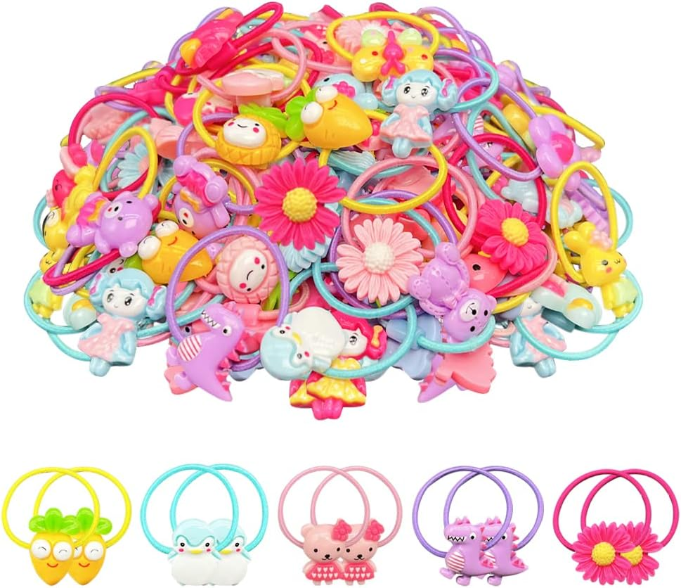 AMMY Colorful Hair Ties for Fine Hair, Small Soft Hair Bands Cute Hair Accessories with Fun Characters for Toddlers Little Girls image number 6