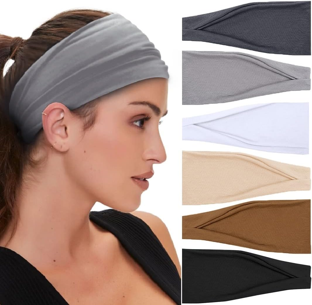 Huachi Headband Women Workout Yoga Exercise Headbands Sweat Wicking Non Slip Elastic Hair Bands Summer Hair Accessories