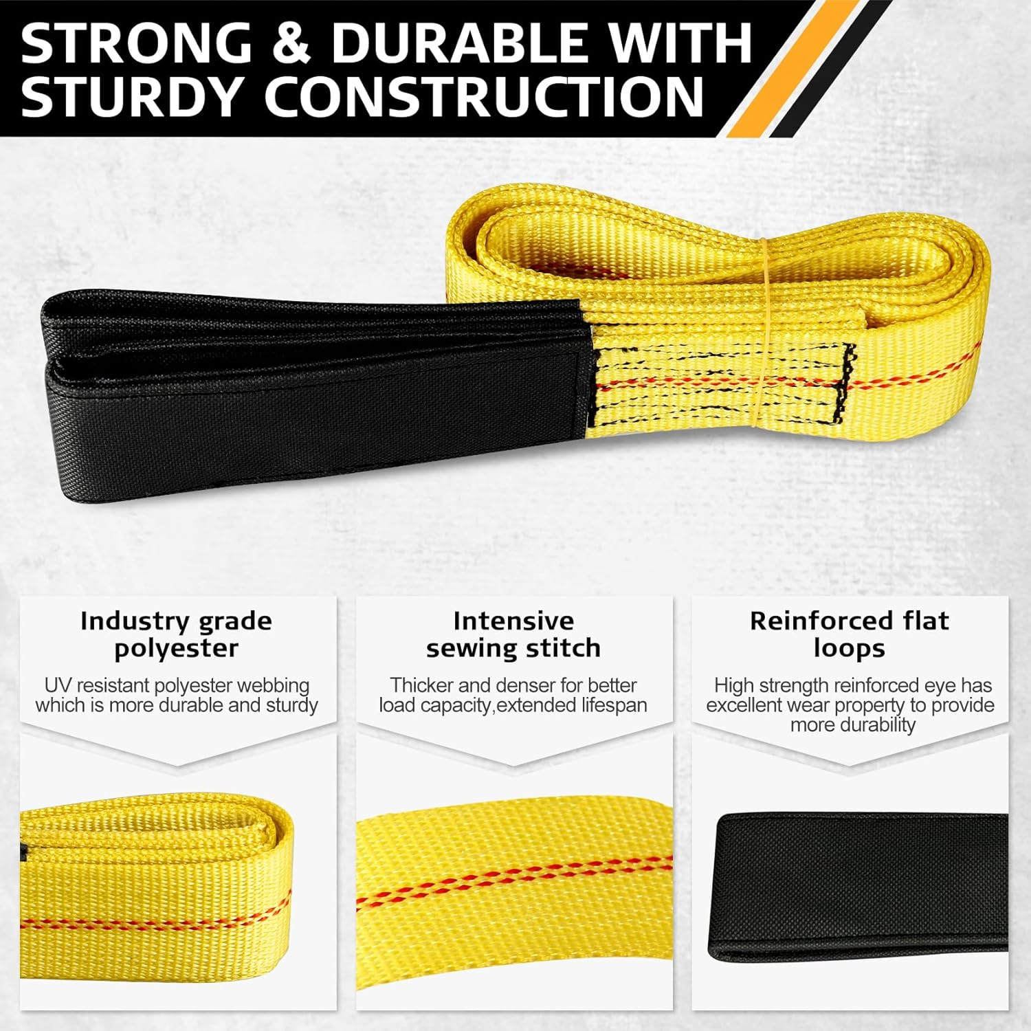 2 Pack 2" X 6 Ft Lifting Straps Heavy Duty Lift Sling Straps 3000 Lbs Load Capacity and 9000 Lbs Breaking Strength Flat Eye Web Sling image number 1