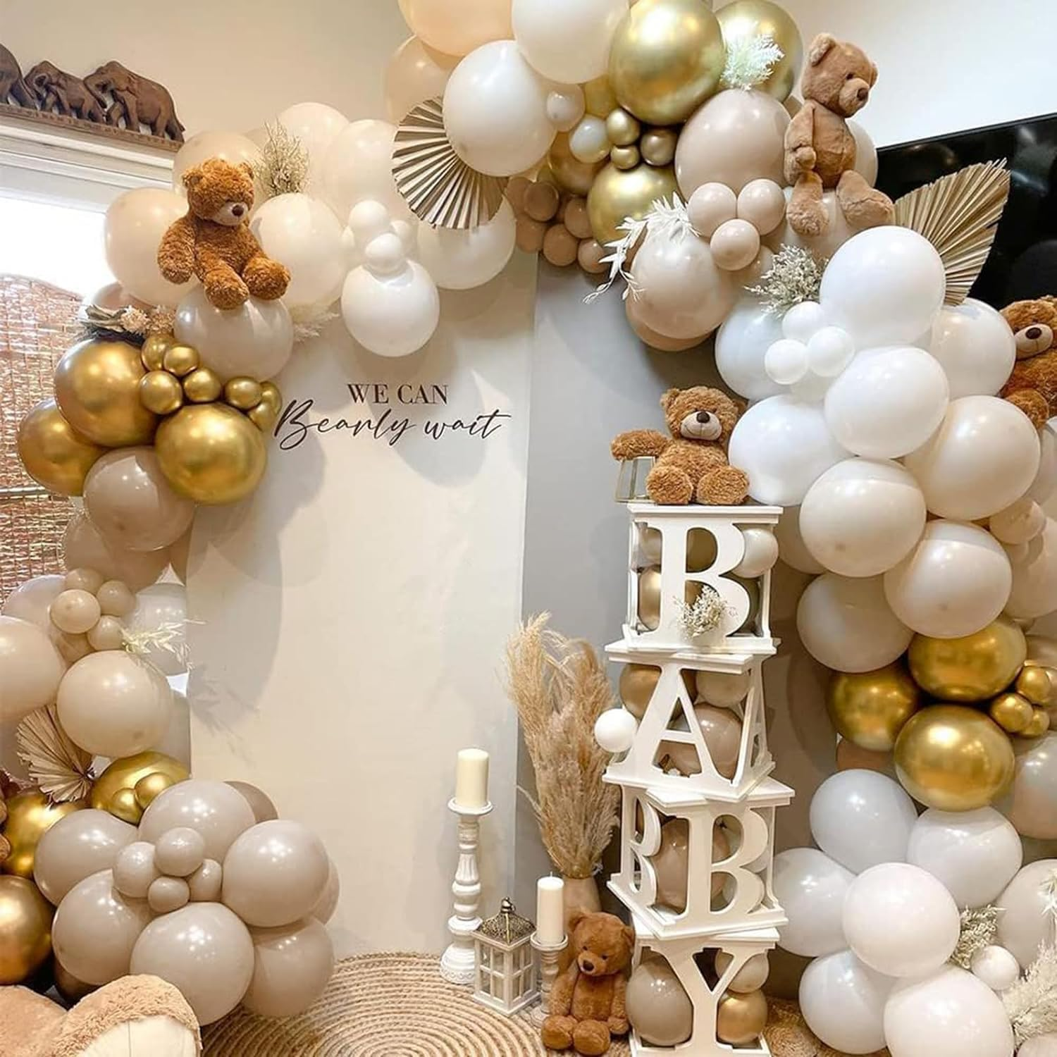 Sand White Gold Balloon Arch Kit, White Beige Chrome Gold Balloons Cream Balloons Metallic Gold Balloons for Boho Neutral Baby Shower Wedding Bridal Shower Birthday Decorations&hellip;