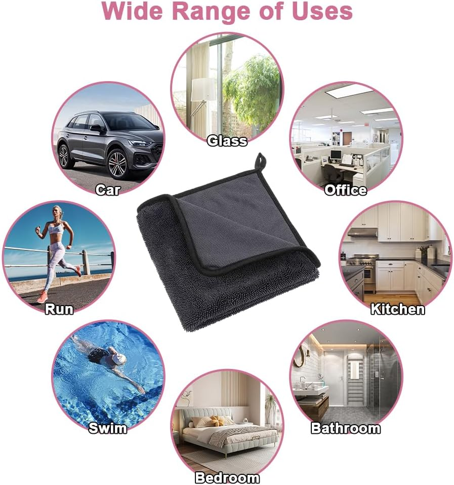 Pack of 3 Shiny Bath Drying Towel XXL, Fast Dry Drying Towel 40 X 60 Cm, Shower Cubicle Cloth for Water Removal, Shiny Wipes Bath Drying Cloth, for Water Removal in Shower and Bathroom (Black) image number 5