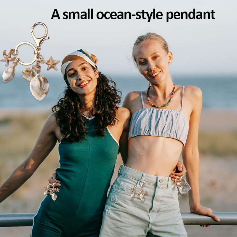 Ocean Starfish Keychain - Seashell Accessories for Girls & Women - Themed Gifts for Adults & Kids - Handbag, Purse, Wallet