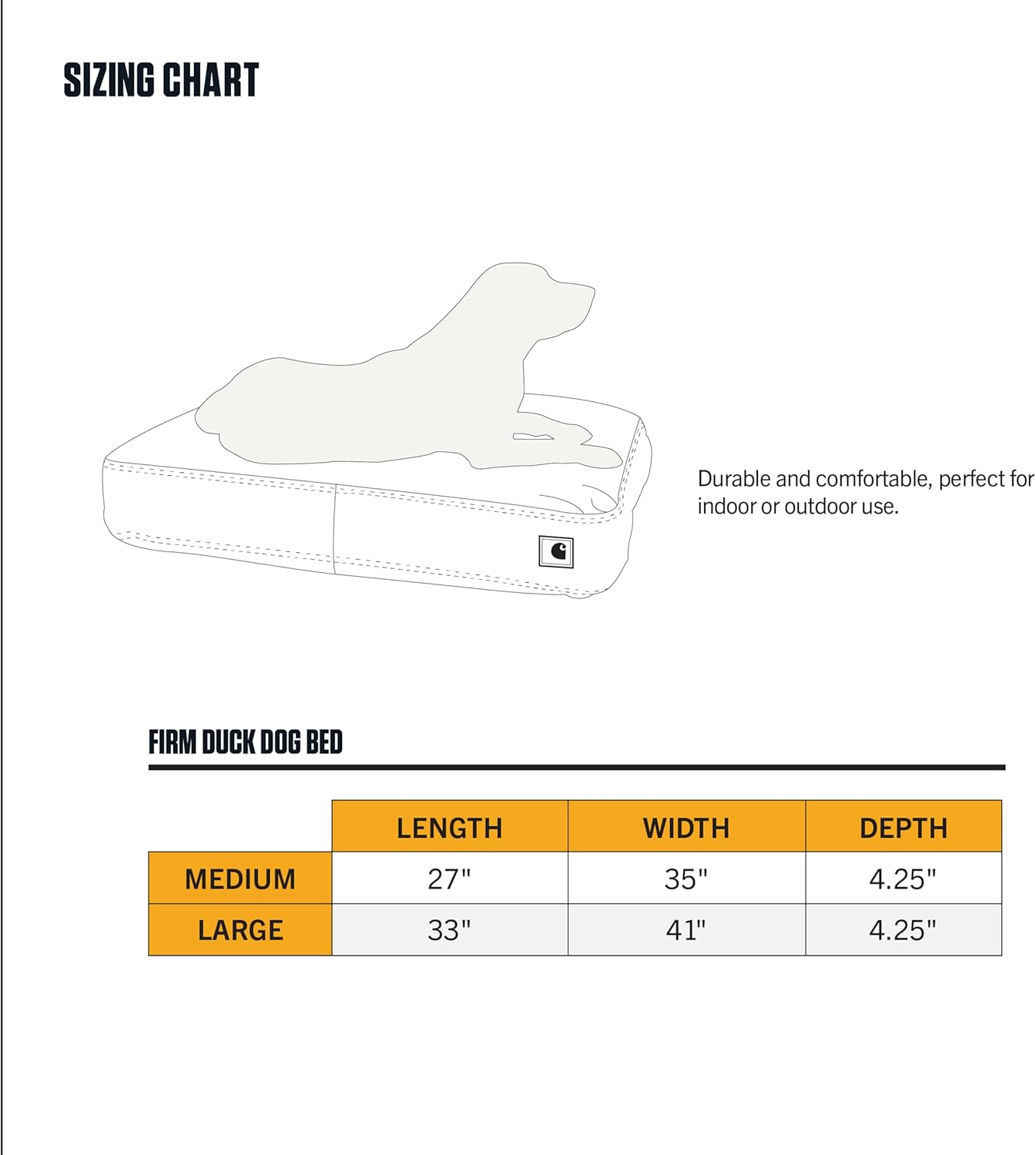 Carhartt Firm Duck Dog Bed, Durable Canvas Pet Bed image number 4