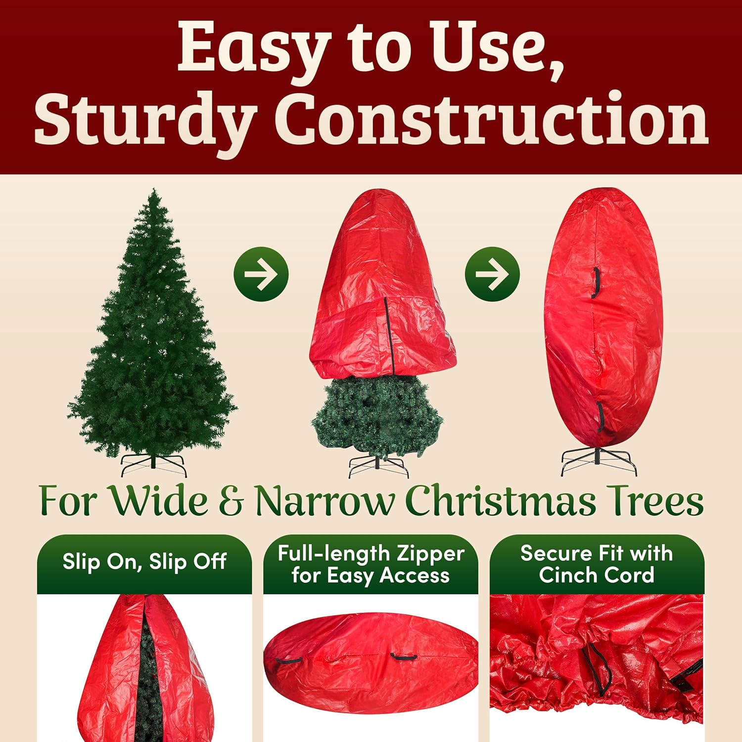 Elf Stor Premium Christmas Tree Cover Holiday Red Medium Size for for 6 Ft Tree image number 4