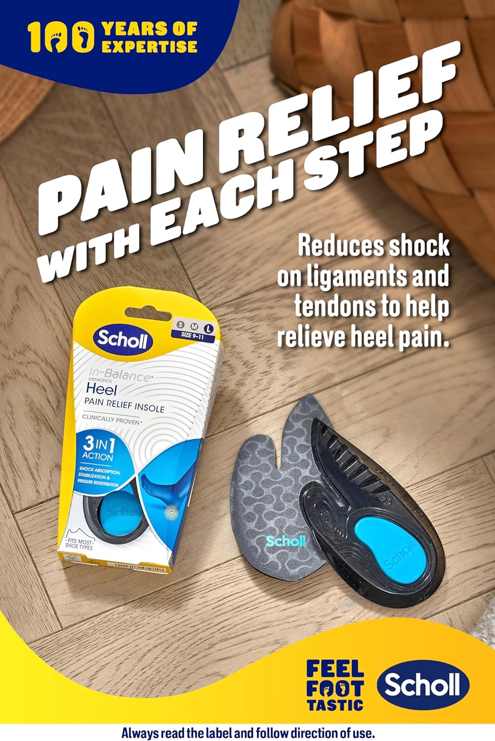 Scholl In-Balance Heel Orthotic Insoles Medium (AU Size 7&ndash;8.5) &ndash; Heel Pain Relief, Arch Support, Plantar Fasciitis, Achilles Tendon Support, Shock Absorption & Comfort Gel Cup image number 6