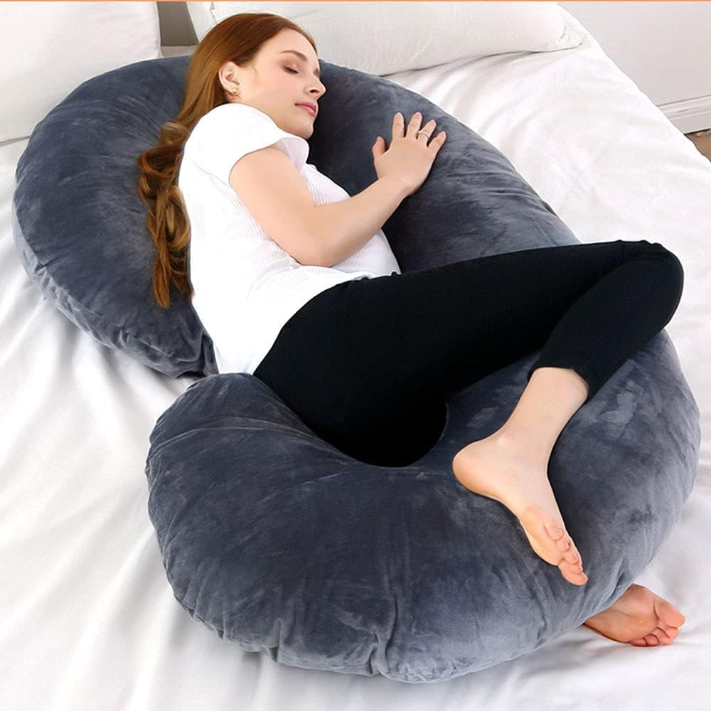Pregnancy Pillow, C Shaped Full Body Maternity Pillow for Pregnant Women, Support for Back, HIPS, Legs, Belly (Black) image number 3