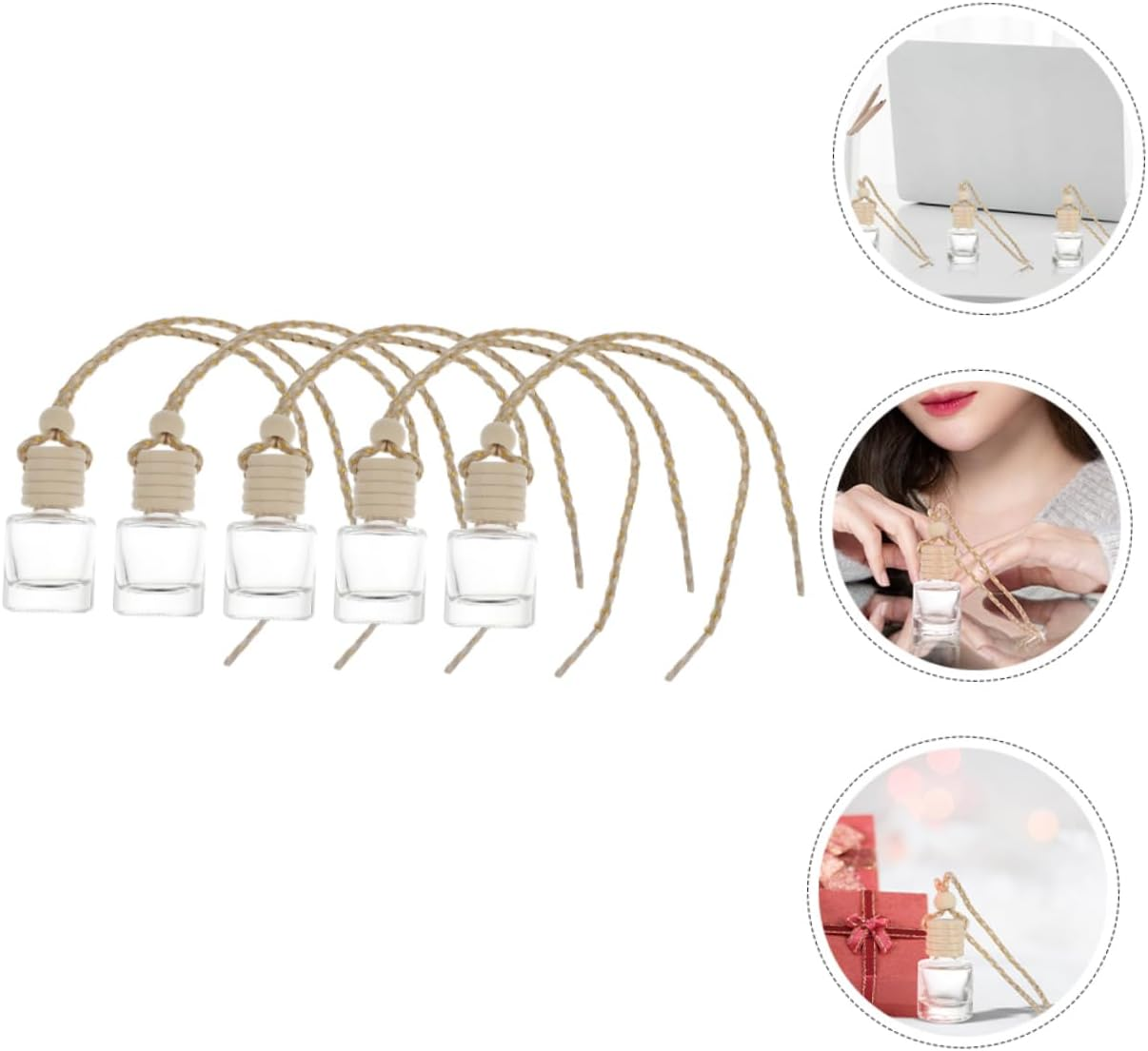 5Pcs Car Perfume Bottles Hangable Aromatherapy Diffusers for Car Essential Oil Containers