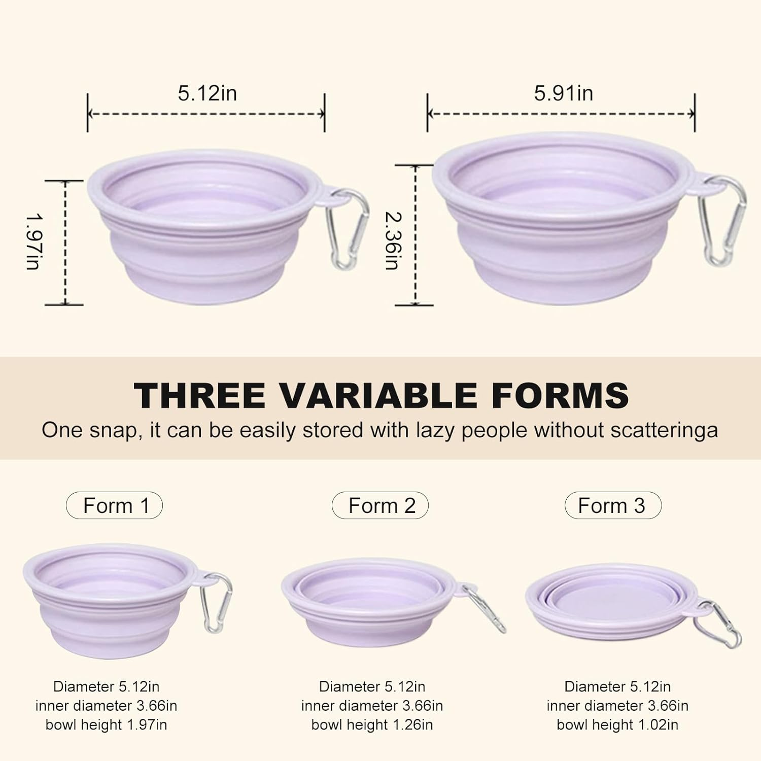 2 Pack 350Ml Collapsible Pet Bowl with Carabiner, Portable Silicone Travel Bowl with Cat Design, for Cat and Medium Dog, 5 Colours Available (Green) image number 3