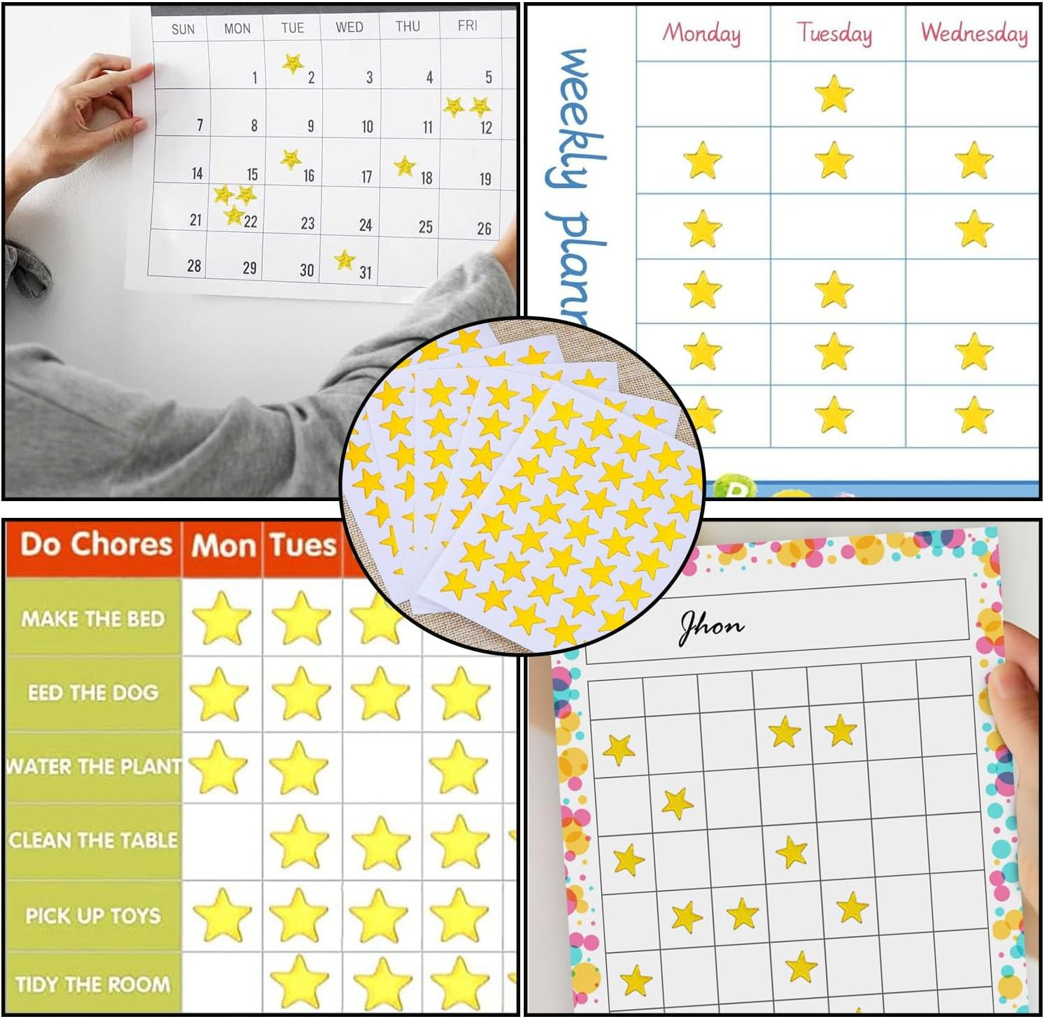 1620 Pack Star Stickers, Foil Gold Star Stickersr, 0.6" Diamete Small Foil Star Stickers, Small Foil Star Stickers for Kids Reward Home, School, Bar, DIY and Office Decoration (Gold) image number 3