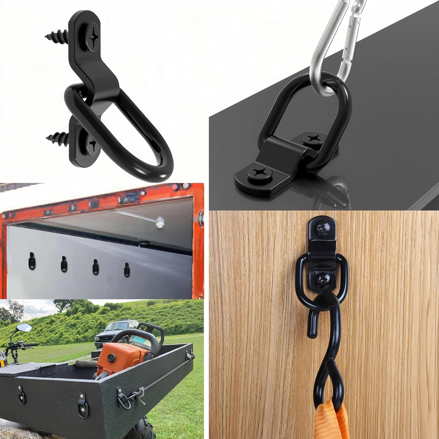 12 Sets Heavy Duty Steel D-Rings Anchor Lashing Ring Tie down Ring,1/4" D Lashing Ring Cargo Tie down Anchors,2400 Pound Capacity Heavy Duty Tie down Anchorsfor Trailer,Trucks RV Camper Van Boats image number 2