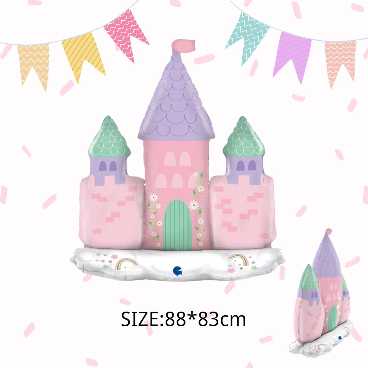 Princess Castle Standing Foil Balloon, Large Format Foil Balloon Birthday Decoration, Castle Balloons Party Decoration Children'S Birthday for Boys Girls and Adults (Pink) image number 2