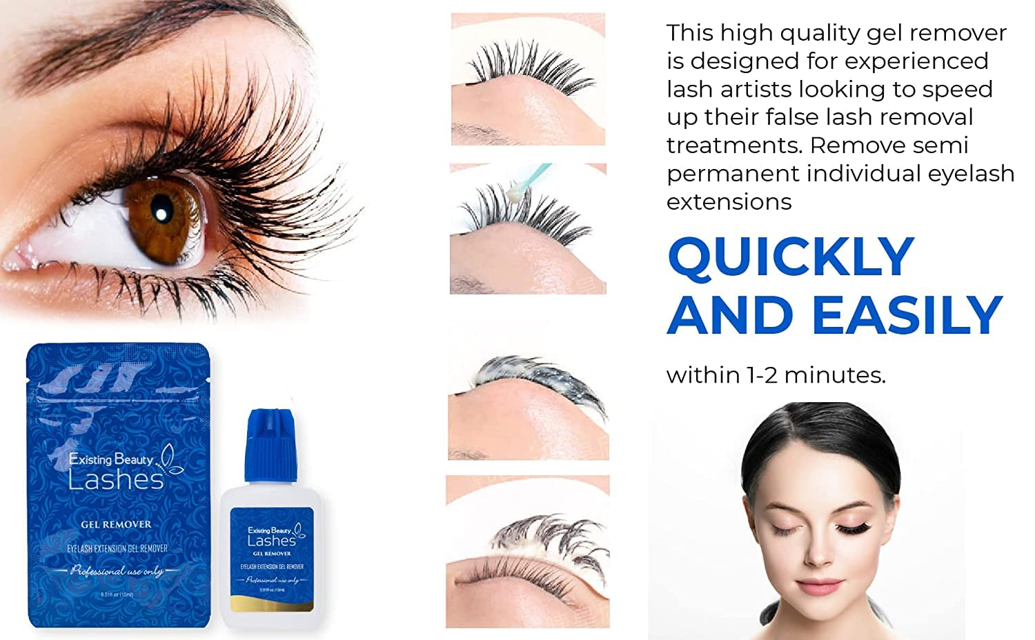 Eyelash Extension Remover and Lash Remover for Lash Extensions - Eyelash Glue Remover Dissolves Eyelash Extension Glue by Existing Beauty Lashes 15 Ml ( 2PACK) image number 2