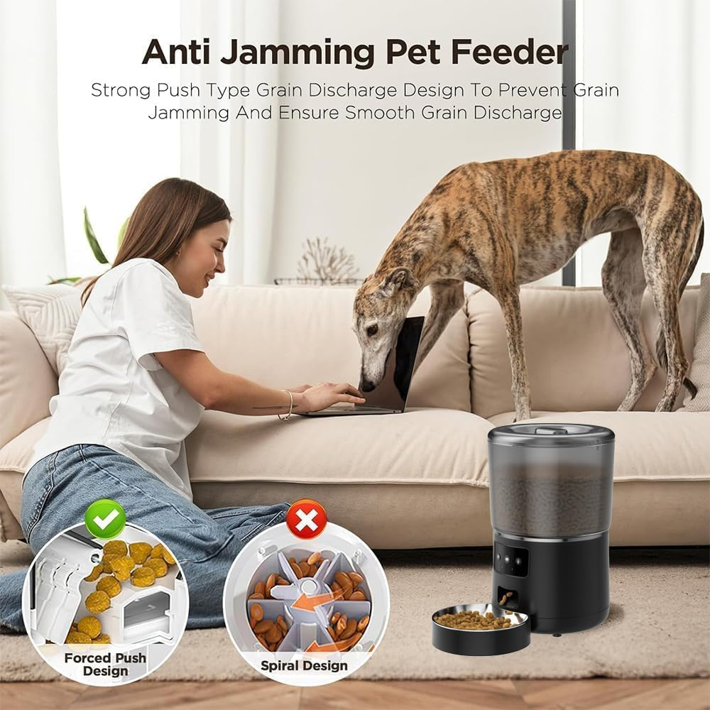 Automatic Cat Feeder, Smart Wifi 4L Cat Food Dispenser of 6 Meals with 10S Voice Recorder & Timer, Automatic Dog Feeder with Freshness Preservation Support Dual Power for Cats and Dogs image number 5