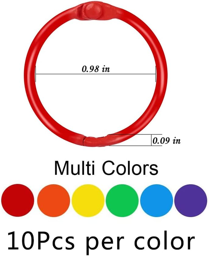 Colorful Metal Binder - Durable Loose Leaf Book Rings, 60Pcs Keychain Rings for Notebooks, Cards, Documents, and Papers | Premium Metal Binder Rings for Organizing and Binding image number 4