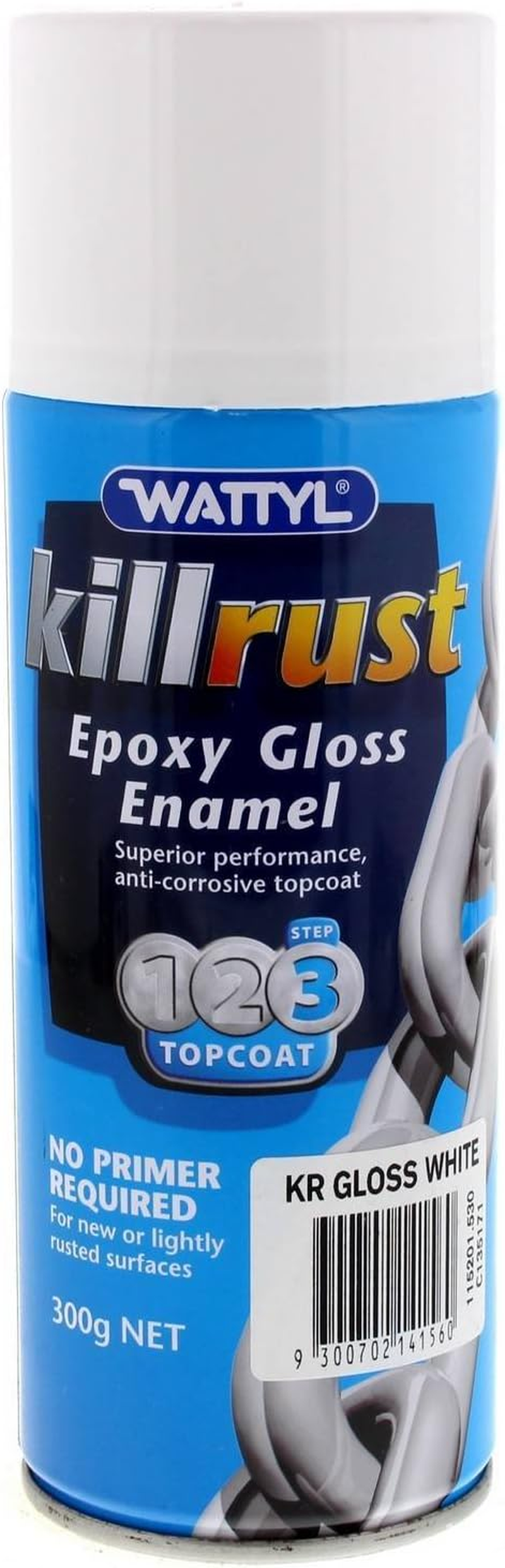 Killrust Gloss Enamel White Aero Spray Paint Can 300G Wattyl Anti-Corrosive image number 2