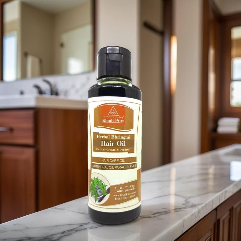 Khadi Pure Amla Bhringraj & Bhringraj Sls Hair Oil, 210 Ml (Pack of 4) image number 4