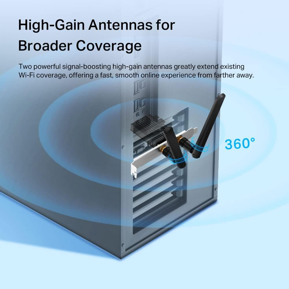 Tp-Link AX3000 Dual-Band Wi-Fi 6 Bluetooth 5.2 Pcie Adapter with Two Antennas, Specialized Heatsink, 1024-QAM, Ultra-Low Latency, Intel&reg; Wi-Fi 6 Chipset, Supports Windows 10/11(64Bit) (Archer TX55E) (UK Version) image number 4