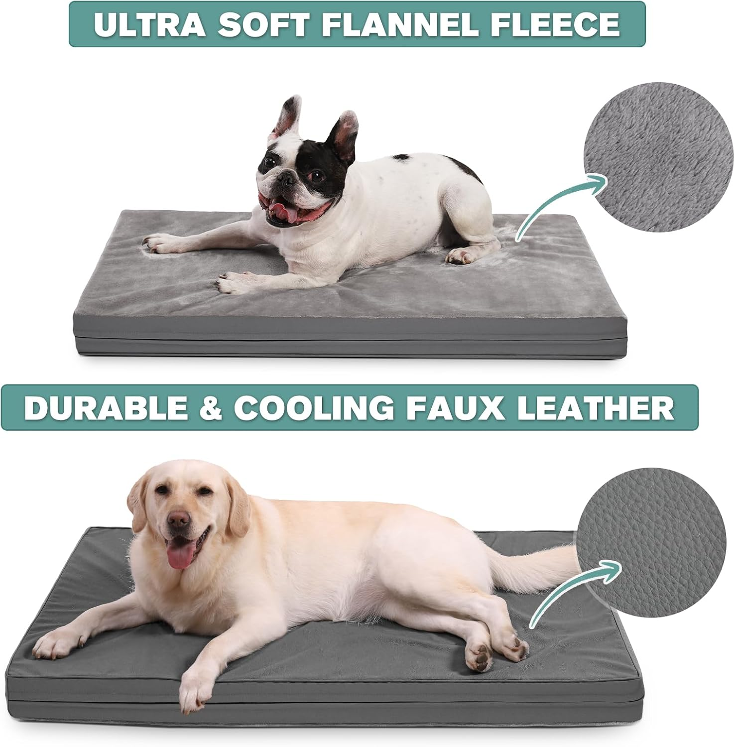 Dog Bed Mat, 47 * 29 * 3.5 Inch Pad for Medium Large Dogs with Removable Washable Cover, Waterproof Anti-Slip Orthopedic Sleeping Pad, Soft Surface and Multiple Sizes