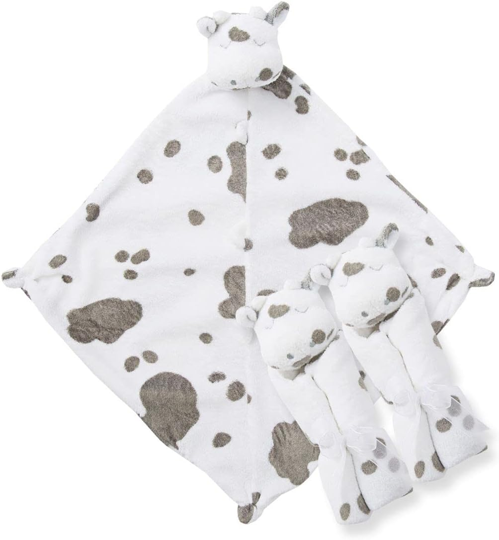 Angel Dear Pair and a Spare 3 Piece Blanket Set, White Cow with Grey Spots image number 4