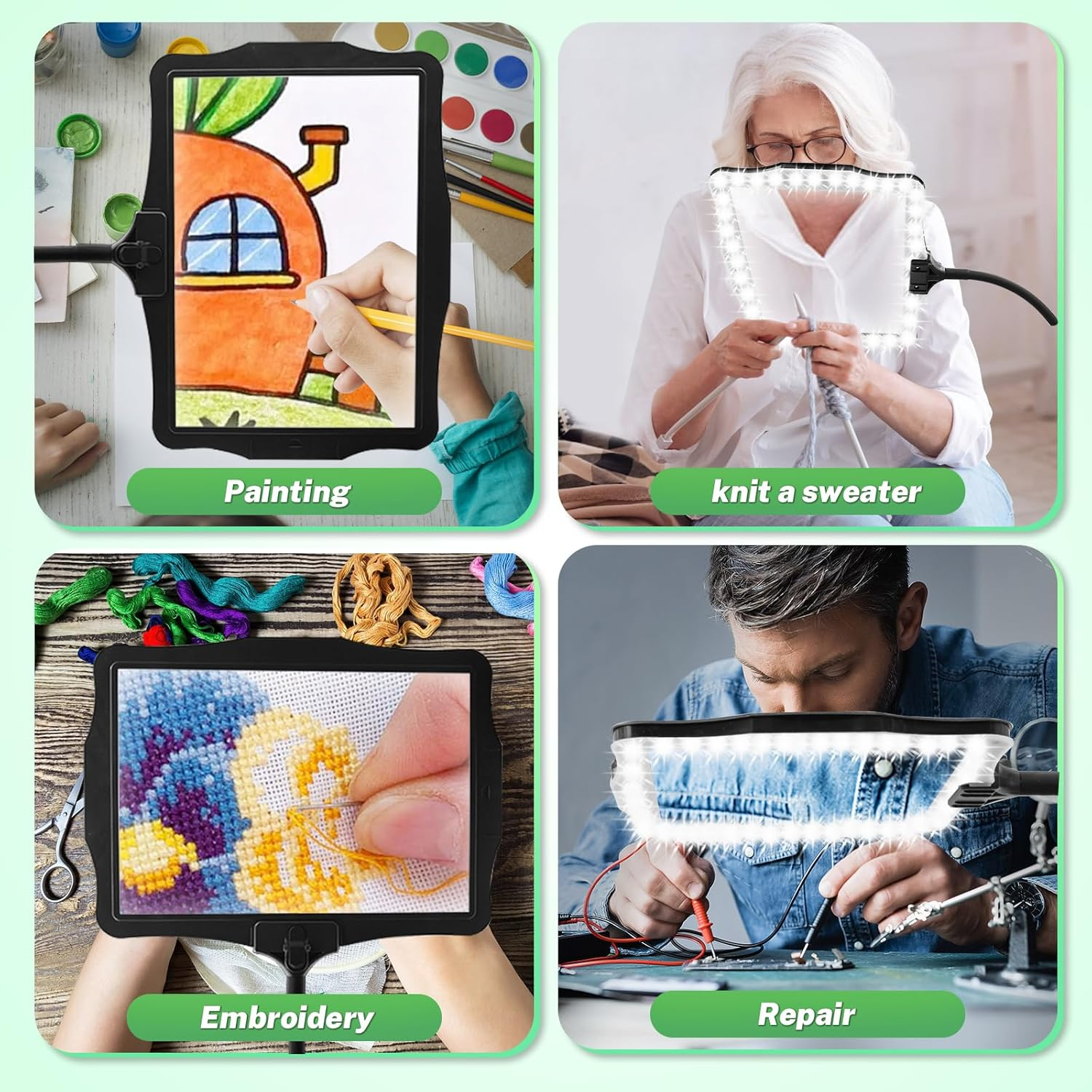 10X Large Magnifying Glass with Light and Stand for Reading with 50 LED Light,Desktop Magnifying Lamp Page Magnifier for Reading,Close Work Knitting Sewing Painting Seniors image number 1