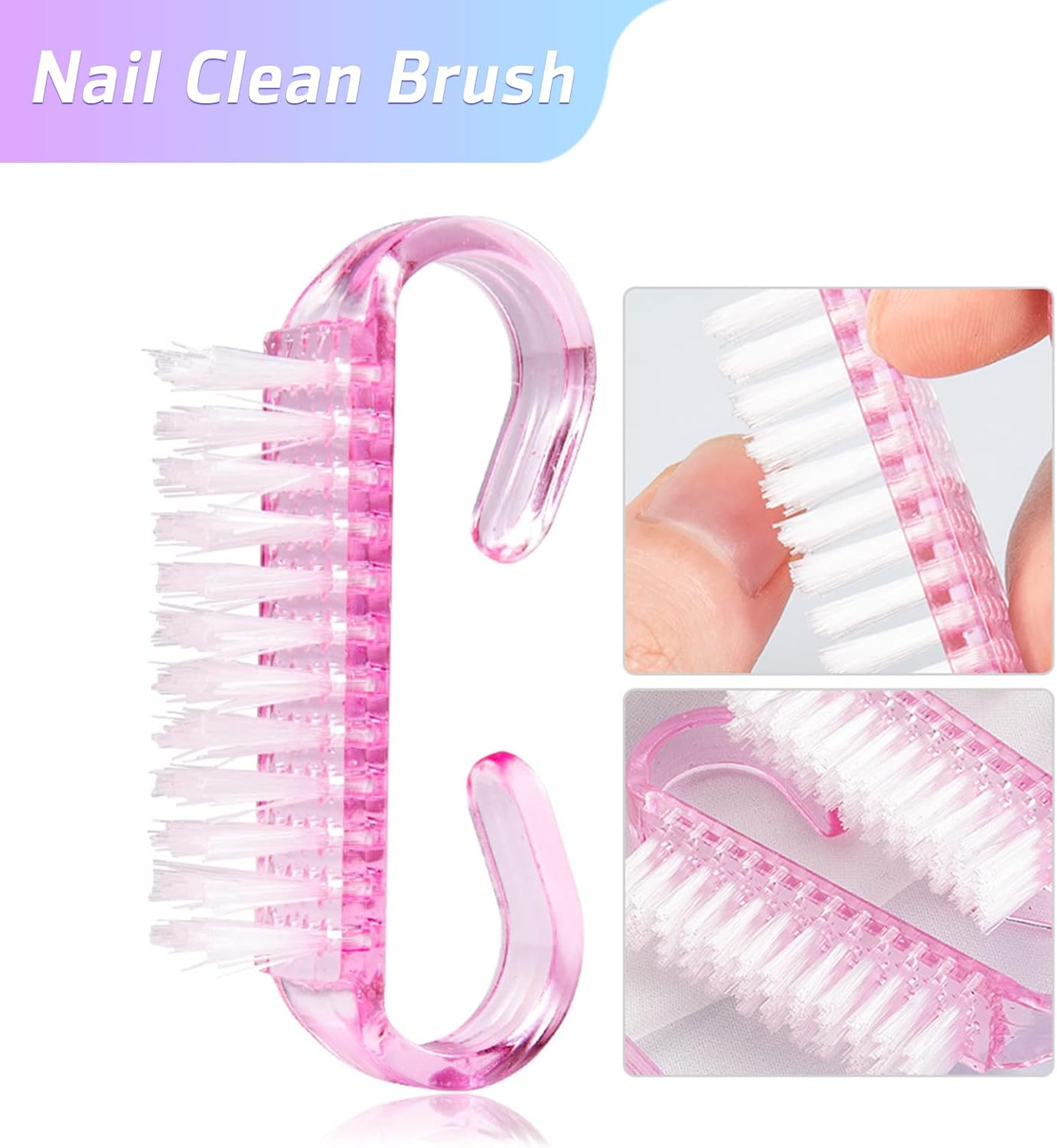 Nail Brush, 6 Pcs Nail Clean Brush, Plastic Handle Nail Finger Tip Scrubbing Brushes for Nails, Garden, Home & Salon Use image number 6