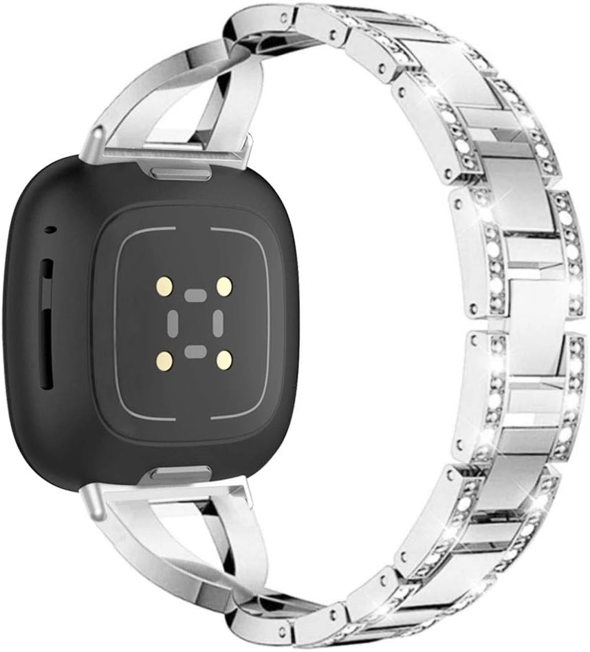 Bling Band Compatible for Fitbit Versa 4 / Versa 3/ Fitbit Sense 2/ Sense Band, Women Metal Replacement Bracelet Jewelry Strap Wristband for Fitbit Versa 4/Versa 3 /Sense 2/Sense Smartwatch image number 3