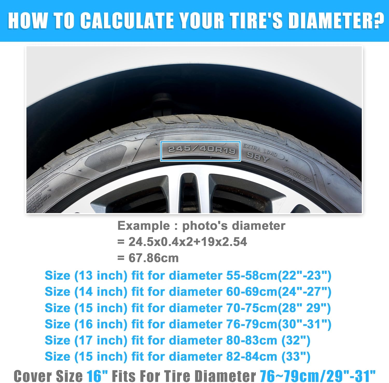 Uxcell Universal 190T Polyester Spare Tire Cover for Jeep Trailer RV SUV Truck Wheel Fit Overall Wheel Diameter 16 Inch Black image number 4