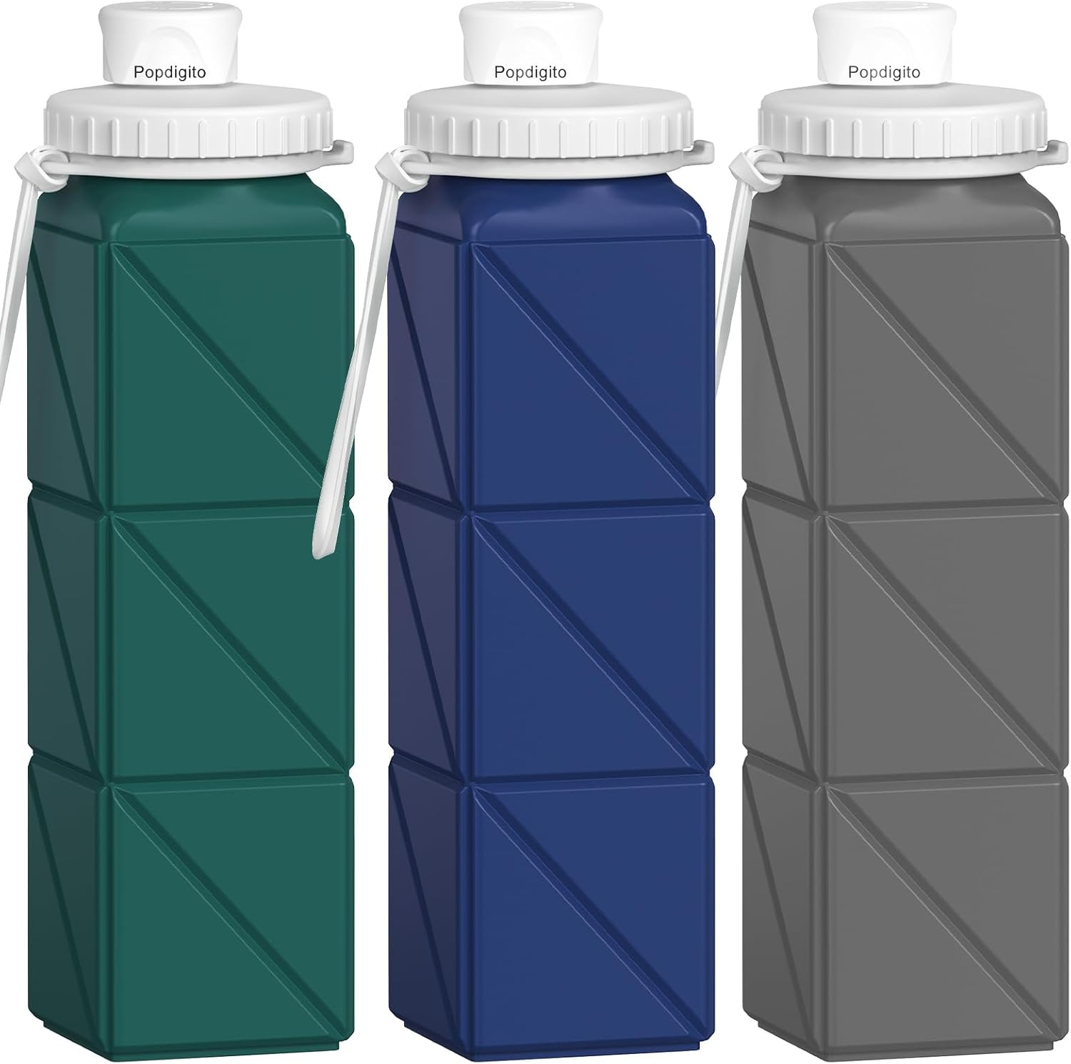 Collapsible Water Bottles,Food Grade BPA Free Silicone Foldable Water Bottle,20.6Oz Lightweight Bottles,Upgrade Leakproof Lid,Reusable Expandable Water Bottles for Travel Gym Camping Hiking