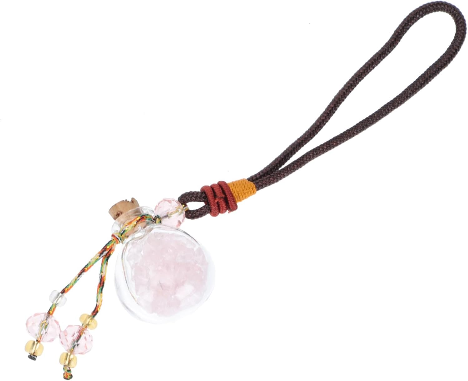 Car Hanging Decoration Glass Perfume Bottle Pendant with Pink Crystal Essential Oil Diffuser Refillable Car Air Freshener Accessory for Vehicle Interior image number 3