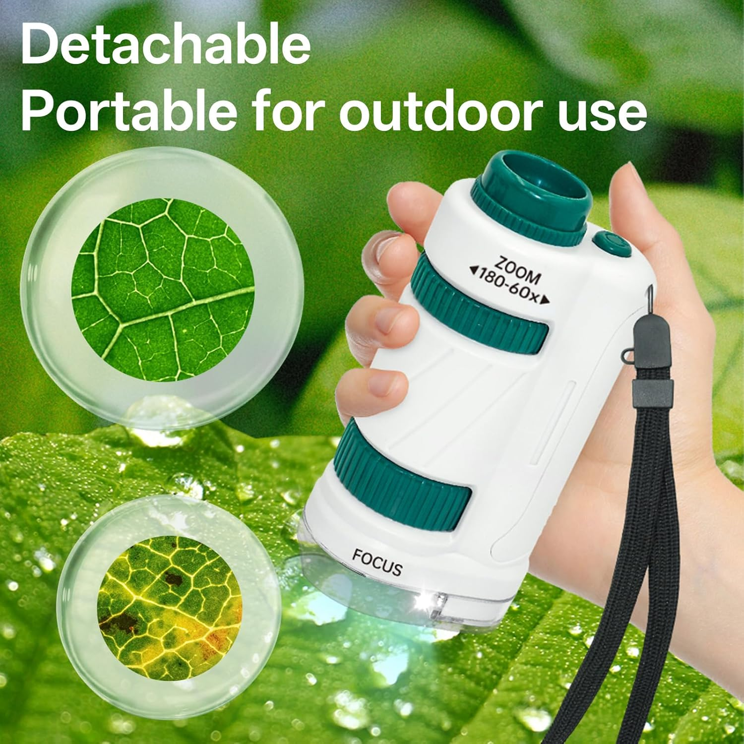 Microscope Toys for Kids Zoom 60X-180X, Handheld Mini Toddlers-Educational Science Toys Little Scientist, Pocket Microscope with 12Pcs Slides, Gifts for 6+ Girls Boys(Green) - 12 Pcs Green Microscope image number 3