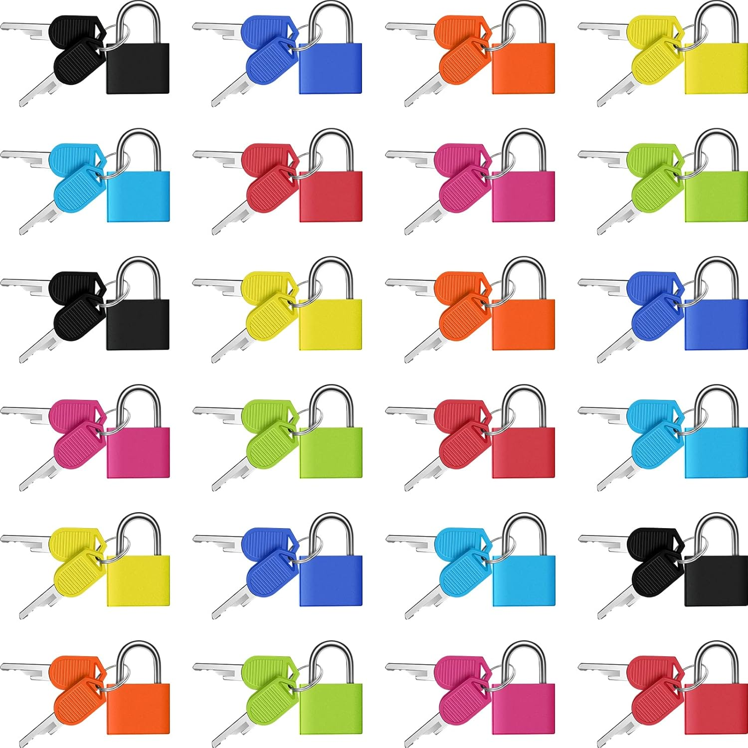 Hotop Suitcase Locks with Keys Metal Padlocks Luggage Padlocks Multicolor Small Mini Padlock Keyed Padlock for School Gym, 8 Colors (24 Pieces), 1.3 X 0.87 X 0.43 In image number 1