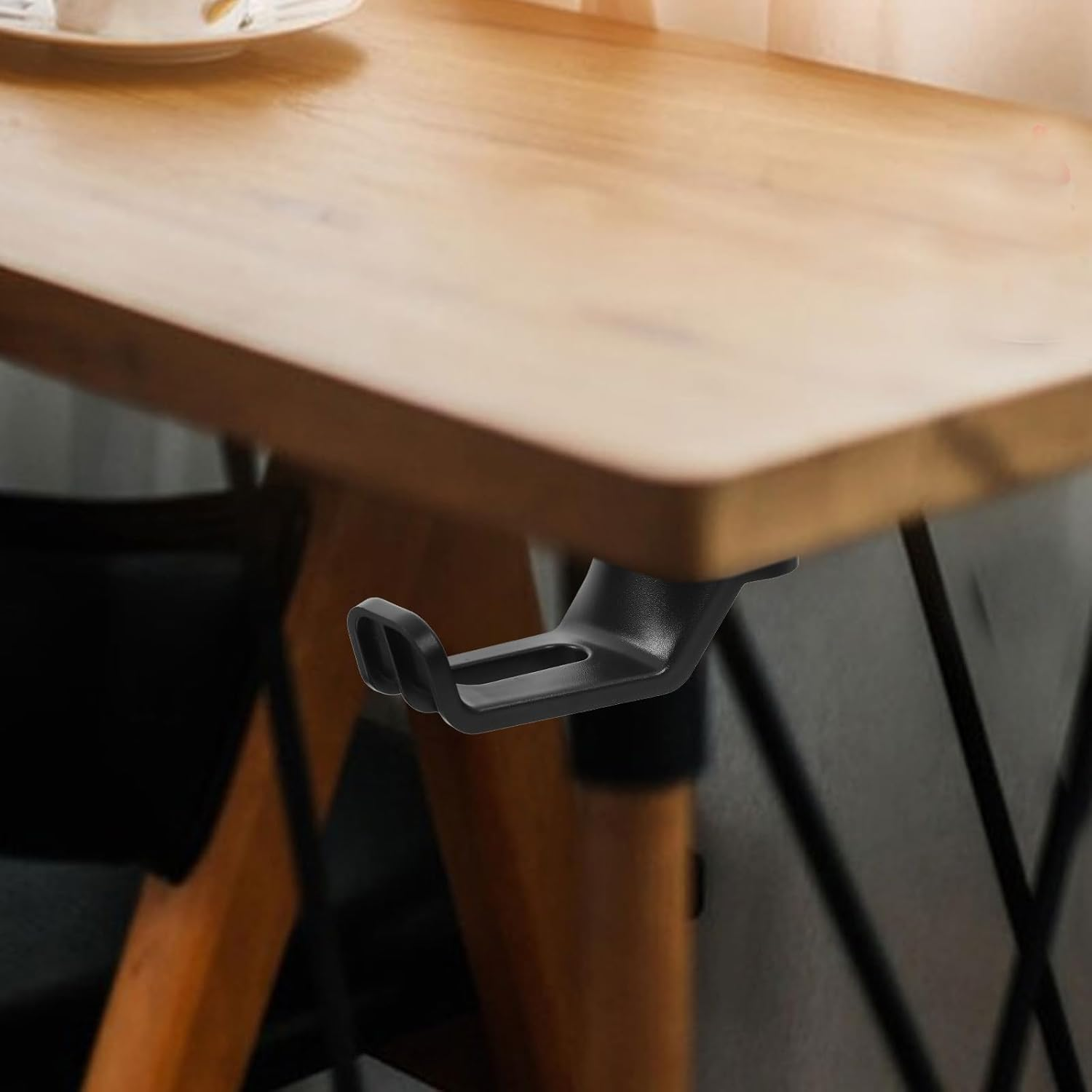 2Pcs Desk Cup Holder and Headphone Hook, Rotating Clamp for Office Desk, Space-Saving Gaming Accessories, Adjustable Drink Holder and under Headset Hanger - Black image number 4