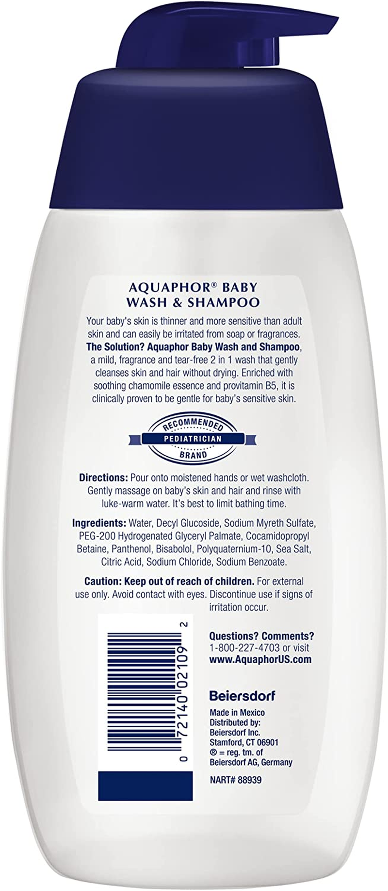 Aquaphor Baby Wash & Shampoo - Mild, Tear-Free 2-In-1 Solution for Baby&rsquo;S Sensitive Skin - 16.9 Fl. Oz. Pump image number 4