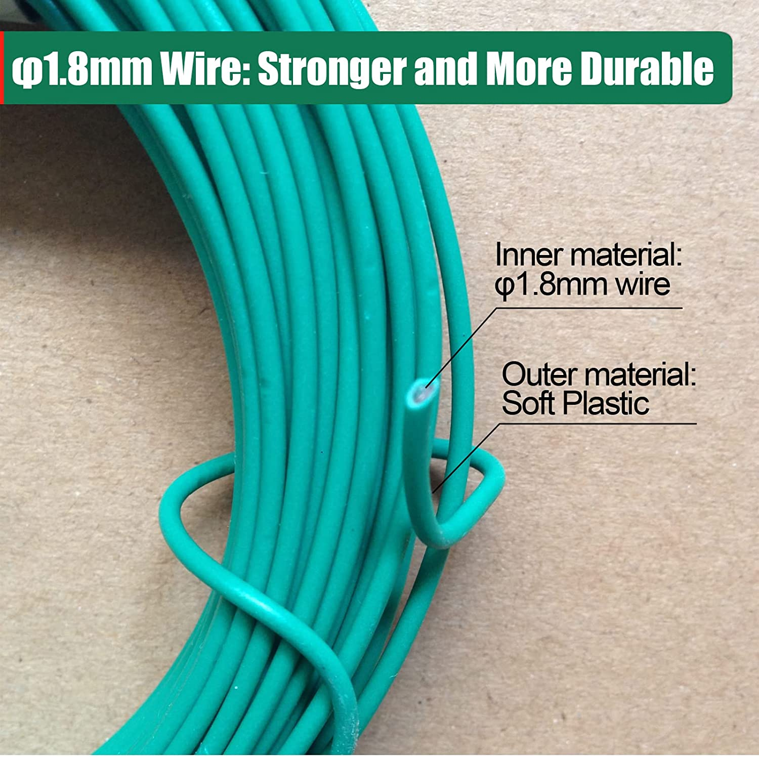 Gardening Plant Wire Twist Ties Plastic Coated Ties for Home Office and Garden (15M Twist Tie &times; 1Pcs (&Phi;1.8Mm)) image number 1