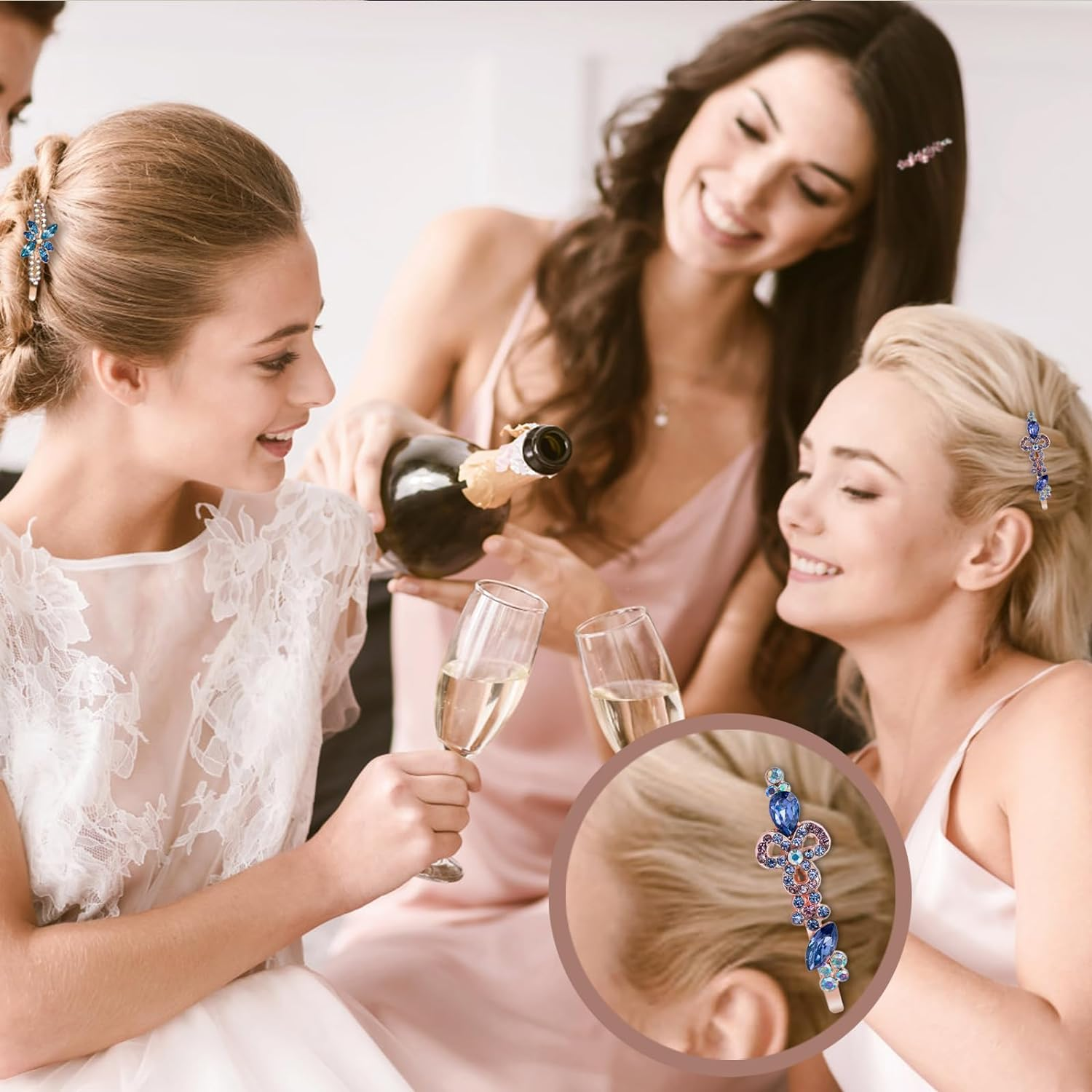 12 Pcs Vintage Crystal Hair Pins Bobby Pins Decorative Hair Pins Fancy Hair Clip for Women Girls 3 Colors 6 Styles Rhinestone Hair Pins. (12Pcs) image number 5