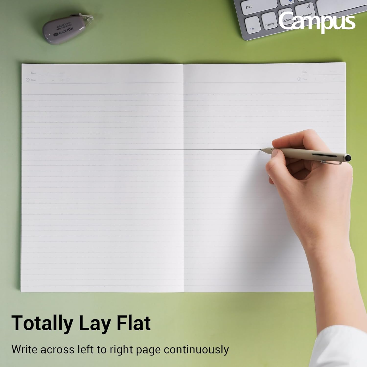 KOKUYO Campus Feels Flat Notebooks, Dot a 7Mm Ruled, Semi-B5, 30 Sheets, 30 Lines, Pack of 3, Blue, Green and Pink, Japan Import (NO-FL3CATX3) image number 6