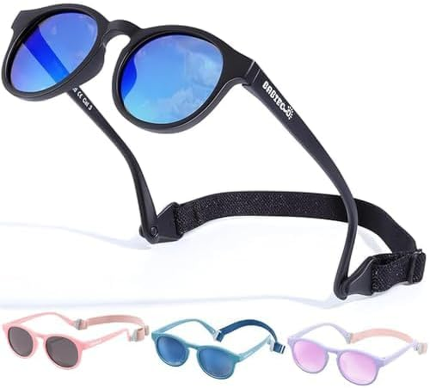 Baby Sunglasses with Strap Polarized Flexible Toddler Sunglasses for Infant Boys Girls Age 0-24 Months