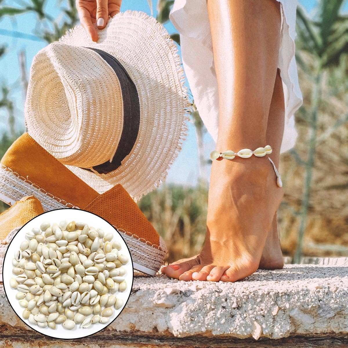 Natural Seashell Charms, 150 PCS Cowrie Shells Beads with Hole for Necklace and Bracelet, Home Decoration (About15Mm) image number 1