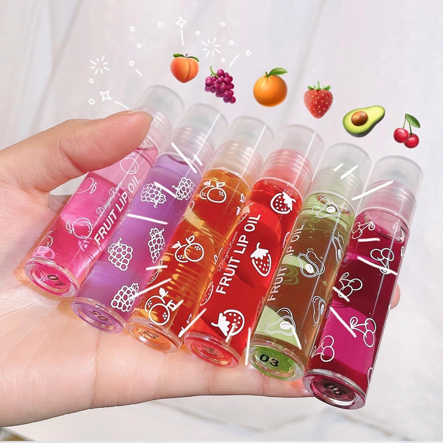 Joyeee Hydrating Lip Oil Set, 6 Pcs Fruit-Flavored Lip Gloss Set, Roll-On Lip Oil for Women Teenage Girls, Transparent Moisturizing No-Sticky Lip Gloss Lip Care - Lip Oil Set024 image number 6