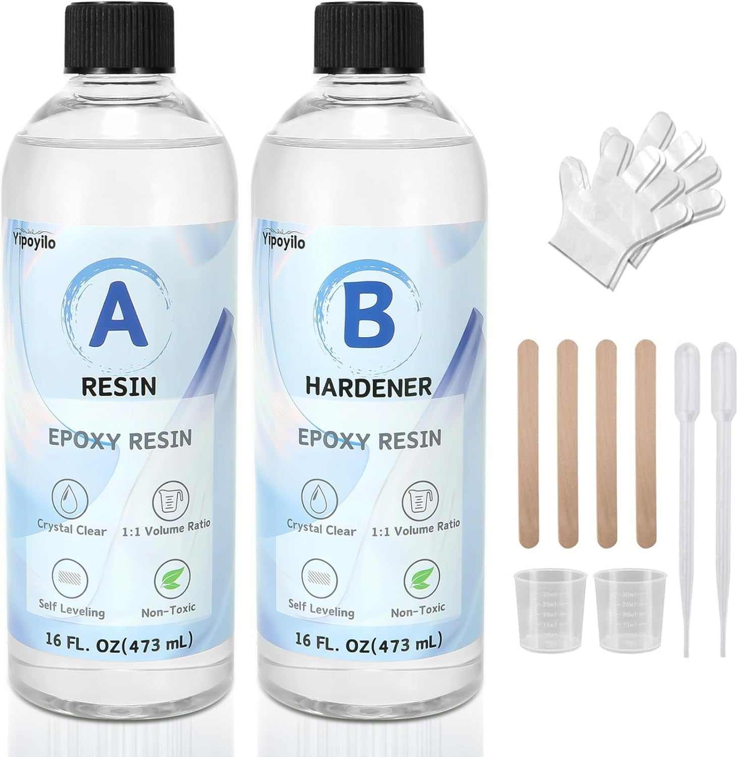 Epoxy Resin - 128 FL. OZ Easy Mix 1:1 Ratio Clear Resin Craft for Jewelry Making, Painting, Molds, River Tables and Etc.