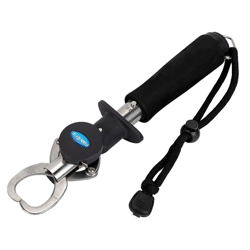 Foam Handle Fishing Lip Gripper &ndash; Stainless Steel Fish Gripper with 15Kg Scale, 1M Tape Measure, and Weight Ruler for Catch & Release, Portable Grip Pliers for Fishing image number 1