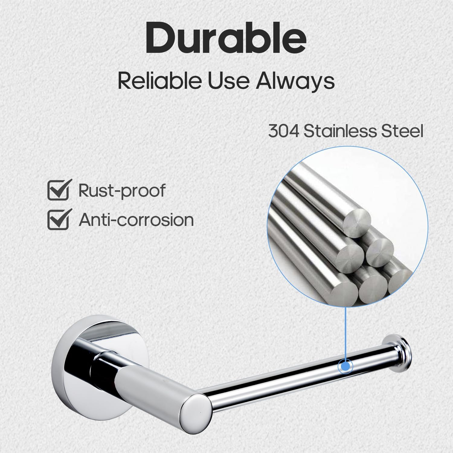 Decaura Toilet Paper Holder, Stainless Steel Roll Holder, Bathroom Tissue Rack, Drill-Free or Screw-In, Chrome image number 5