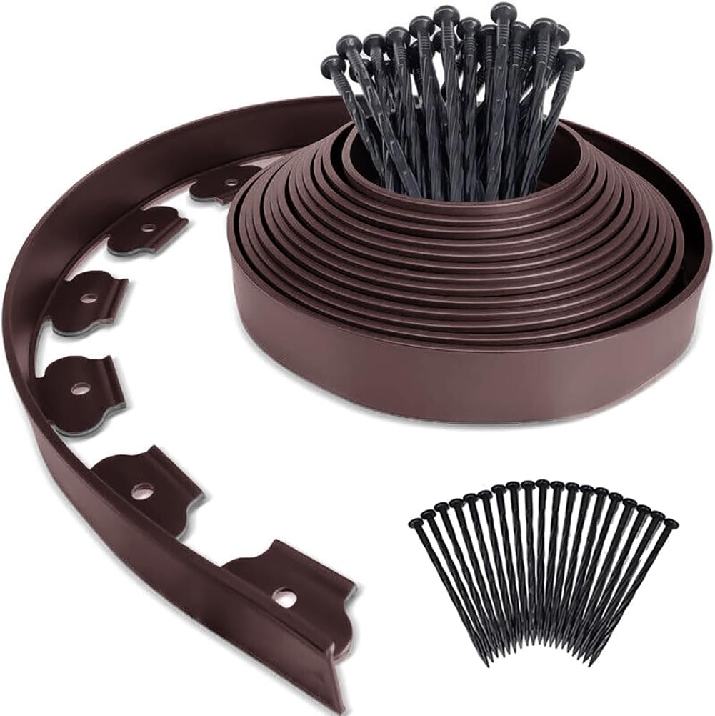 HOT Seal 2 Inch Tall Garden Landscape Edging Kit 20 FT, Bonus 20Pcs Spiral Spikes, Black Plastic Lawn Edging for Landscaping, Lawn, Yard, Flower Gardens Border - Black 20 Ft image number 2
