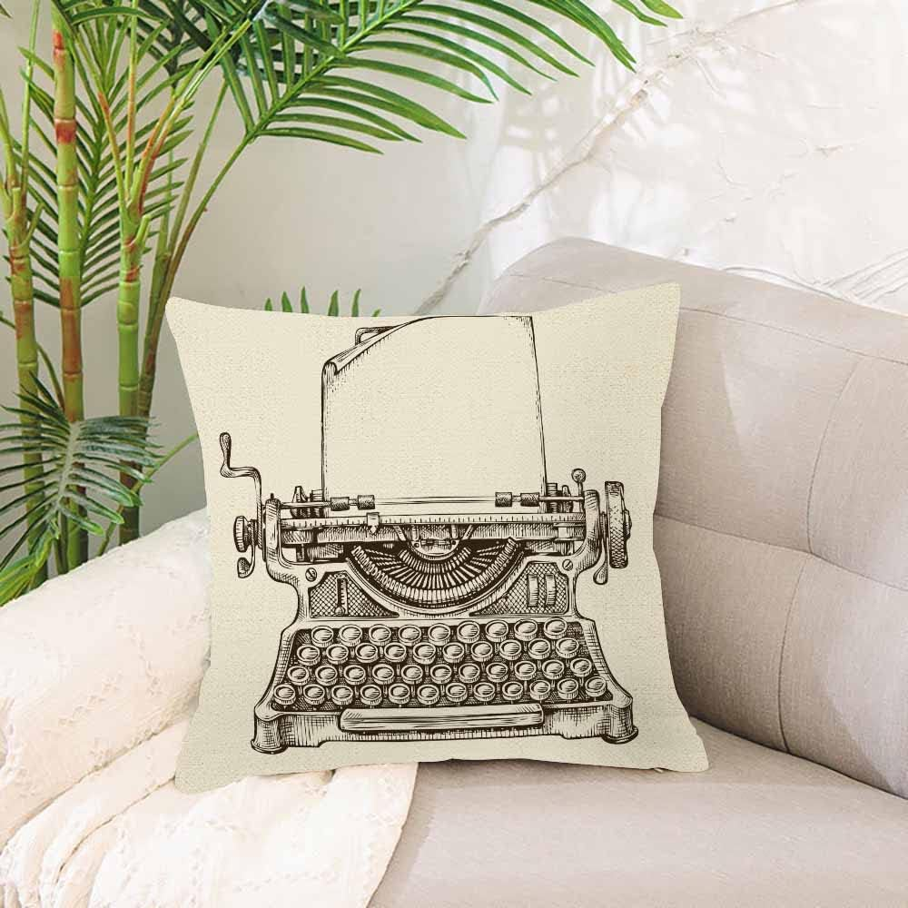 IBILIU Throw Pillow Covers Writer Hand Drawn Vintage Typewriter Sketch Publishing Old Editor Cushion Pillow Case Home Decor Pillowcase 18X18 Inches image number 5