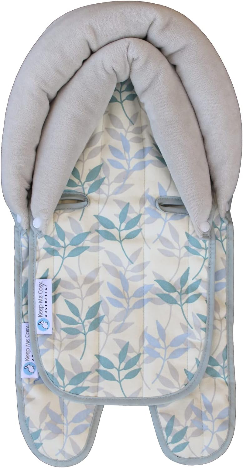 Keep Me Cosy&trade; Baby Head Support for Pram, Capsule & Car Seat (Twin Pack) - Pastel Leaf image number 1