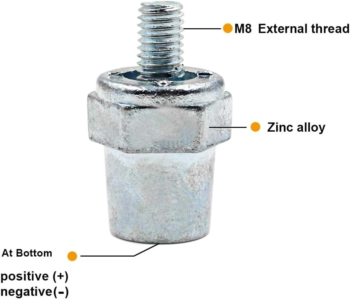 2 X Heavy Duty Battery Terminal Posts Connectors - Zinc Alloy M8 Thread Top and Side Terminal 1 Pair for Car RV Boat Truck Motorcycle image number 6