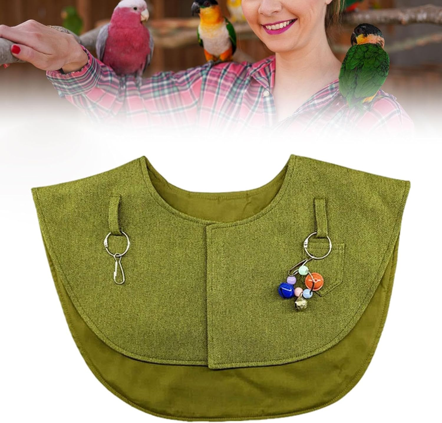 Generic Parrot anti Scratch Shoulder Protector Bird Diaper Shawl Pet Shoulder Pad for Cockatiels Macaws Small Medium Parakeets, Green image number 6