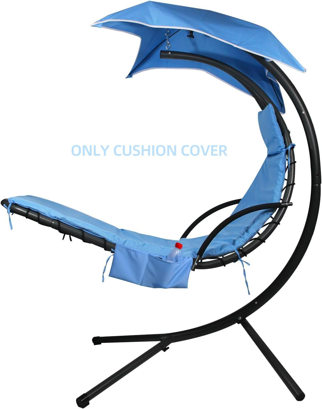 Outdoor Hanging Lounge Chair Replacement Cushion Cover and Umbrella Fabric, Made for Patio Curved Chaise Hammock Floating Swing Chair Pads, Waterproof Soft Fabric (Cushion Not Included), Blue - Khaki image number 7